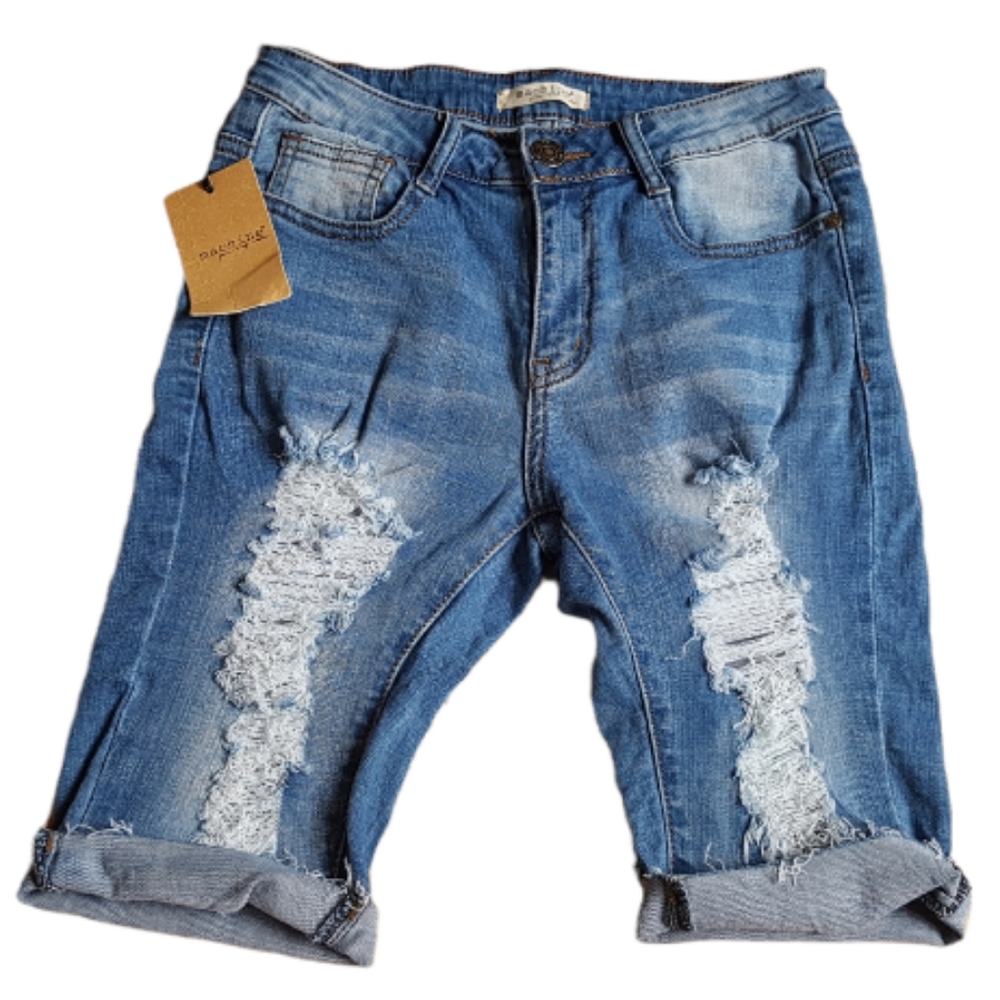 Machine- Distressed Bermuda Shorts